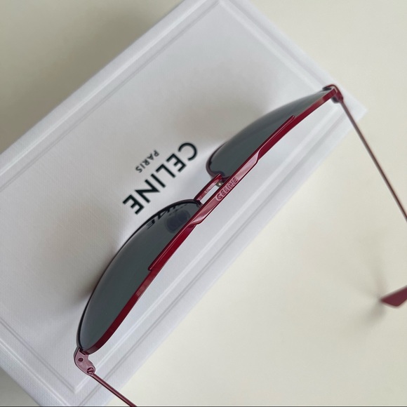 Celine 59mm Shinny Red & Green Pilot Sunglasses New Comes With Box, Case & Cloth main image 6